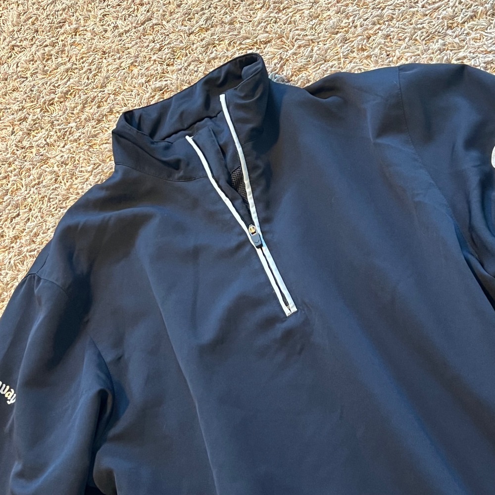 Callaway Mens Large Tall Navy Blue Quarter Zip Golf Windbreaker Pullover Jacket